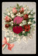 MATIERE - CARTE ALUMINIUM - BOUQUET DE FLEURS - CARTE GAUFREE - VOIR ETAT - Andere & Zonder Classificatie