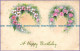 R061233 Greeting Postcard. A Happy Birthday. Flowers - Monde