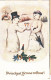 Snowman With Girlfriend ... Christmas-Vintage-Latvian-1920s-postcard - Altri & Non Classificati