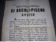 1874 MANIFESTO ASCOLI PICENO - Historical Documents