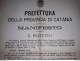 1890   MANIFESTO  CATANIA PREFETTURA  I PERITI CATASTALI  AVRANNO DIRITTO AD ACCEDERE ALLE  PRIVATE PROPRIETÀ - Historical Documents