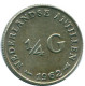 1/4 GULDEN 1962 ANTILLES NÉERLANDAISES ARGENT Colonial Pièce #NL11150.4.F.A - Antilles Néerlandaises