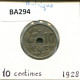 10 CENTIMES 1928 FRENCH Text BÉLGICA BELGIUM Moneda #BA294.E.A - 10 Cents