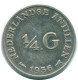 1/4 GULDEN 1956 NIEDERLÄNDISCHE ANTILLEN SILBER Koloniale Münze #NL10928.4.D.A - Antille Olandesi