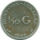 1/10 GULDEN 1948 CURACAO NEERLANDÉS NETHERLANDS PLATA #NL12009.3.E.A - Curacao