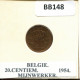 20 CENTIMES 1954 DUTCH Text BELGIEN BELGIUM Münze #BB148.D.A - 25 Cents