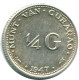 1/4 GULDEN 1947 CURACAO NÉERLANDAIS NETHERLANDS ARGENT Colonial Pièce #NL10742.4.F.A - Curaçao