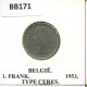 1 FRANC 1953 DUTCH Text BELGIEN BELGIUM Münze #BB171.D.A - 1 Franc