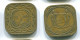 5 CENTS 1966 SURINAM NIEDERLANDE Nickel-Brass Koloniale Münze #S12773.D.A - Suriname 1975 - ...