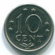 10 CENTS 1974 NETHERLANDS ANTILLES Nickel Colonial Coin #S13512.U.A - Niederländische Antillen