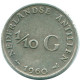 1/10 GULDEN 1960 ANTILLES NÉERLANDAISES ARGENT Colonial Pièce #NL12282.3.F.A - Antilles Néerlandaises