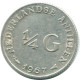 1/4 GULDEN 1967 NETHERLANDS ANTILLES SILVER Colonial Coin #NL11450.4.U.A - Antilles Néerlandaises