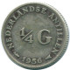 1/4 GULDEN 1956 NIEDERLÄNDISCHE ANTILLEN SILBER Koloniale Münze #NL10940.4.D.A - Niederländische Antillen