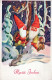 BABBO NATALE Buon Anno Natale GNOME Vintage Cartolina CPSMPF #PKD242.A - Santa Claus