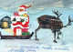 SANTA CLAUS Happy New Year Christmas DEER Vintage Postcard CPSM #PBB159.GB - Santa Claus