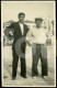 50s REAL PHOTO FOTO POSTCARD SIZE MAN BOY MEN AMATEUR NAZARE PESCADOR PORTUGAL CARTE POSTALE AT301 - Photographie