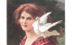 PAINTING, FINE ARTS, WOMAN SMILLING, PIDGEON, PORTRAIT, A. BOYE, THE FAVOURITE, SALON DE PARIS, FRANCE, POSTCARD - Peintures & Tableaux