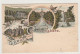 39086208 - Kassel - Wilhelmshoehe, Lithographie. Pensionshaus Wilhelmshoehe Cascaden Aquaduct Wasserfall Loewenburg Gel - Kassel