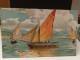2 Cartoline Barche A Vela Illustrate ,anni 20, Serie Artistica Acquerello - Otros & Sin Clasificación