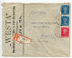 Germany 1927 Registered Cover; Köln - “WESTA” Westdeutsche Häute- U. Fell-Verwertung; 10pf. Frederick & 25pf. Goethe - Covers & Documents