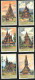 6 Sammelbilder Liebig, Serie Nr. 1331: Kirchenbauten Aus Holz, Norwegen, Ungarn, Rumänien, Trachten  - Liebig