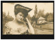 AK Frauen: Frau Pelzstola Hut Vor Landschaft, Treuen/Ellefeld 21.+ 20.06.1906 - Mode