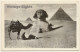 Cairo / Egypt: Prayer Near The Great Sphinx / Pyramids - Camel (Vintage RPPC 1956) - Gizeh