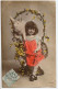Fantaisie - Petite Fille Avec Cochon Assise Dans Un Panier De Fleurs - CPA - Carte Colorisée - 1906 - Portretten