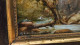 Delcampe - Peinture à L'huile Scène Bord De L'eau Garçon Et Femmes Colombe Signé BOUCHER ? Taille Cadre 13,5x11,5 Cm. - Oelbilder
