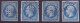 FRANCE 1853-1860 Four Stamps 20c Bleu Sur Azuré YT N°14Ac - 1853-1860 Napoléon III.
