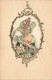 N°25001 - Carte Tissée Soie - Femme Avec Chapeau Dans Un Médaillon - Women