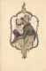 N°25002 - Carte Tissée Soie - Deux Femmes  Dans Un Médaillon - Donne