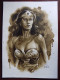 Juapi - Illustration Originale Wonder Woman Au Café - With Coffee Painting 2019 - Platten Und Echtzeichnungen