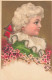 N°25041 - Carte Fantaisie Avec Paillettes - Clapsaddle - Enfant De Profil - Altri & Non Classificati