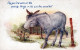 BURRO Animales Vintage Antiguo CPA Tarjeta Postal #PAA131.ES - Burros