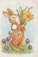 PASCUA CONEJO HUEVO Vintage Tarjeta Postal CPSM #PBO400.ES - Easter