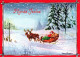 PAPÁ NOEL Feliz Año Navidad CIERVOS Vintage Tarjeta Postal CPSM #PBB165.ES - Kerstman