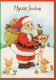 PAPÁ NOEL Animales NAVIDAD Fiesta Vintage Tarjeta Postal CPSM #PAK490.ES - Kerstman