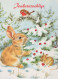 Happy New Year Christmas RABBIT Vintage Postcard CPSM #PAV054.GB - Neujahr