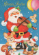 SANTA CLAUS ANIMALS CHRISTMAS Holidays Vintage Postcard CPSM #PAK489.GB - Kerstman