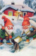 Buon Anno Natale GNOME Vintage Cartolina CPSMPF #PKG528.IT - Neujahr
