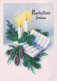 Buon Anno Natale CANDELA Vintage Cartolina CPSM #PAV190.IT - Nieuwjaar