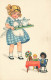 N°25046 - Carte Fantaisie - Meissner - Style Baumgarten - Fillette Apportant Le Thé à Ses Poupées - Autres & Non Classés