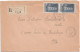 37049# LOT 2 LETTRES FRANCHISE PARTIELLE RECOMMANDE Obl REMERING LES PUTTELANGE MOSELLE 1967 1968 Pour METZ 57 - Covers & Documents