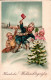 H2186 - Litho Glückwunschkarte Weihnachten - Kinder Tannebaum Winterlandschaft - Schönheide - Altri & Non Classificati