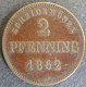 Münze Bayern 1862 - 2 Pfenning Scheidemünze Gekrönter Schild Ss - Altri & Non Classificati