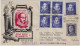 ESPAGNE / ESPAÑA - 1950 Ed.1074 Bloque De 4 + 1 (con Ed.1061) En Sobre Primer Dia - Lettres & Documents