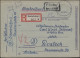 Gebühr-bezahlt-Stempel Auf R-Brief SAARBRÜCKEN Nach ROSTOCK 6.3.1946 - Autres & Non Classés