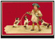 Prägekarte Tiere: Hunde - Mädchen Mit Welpen, Nach FRANKFURT/M.-BOCKENHEIM 1901 - Chiens