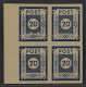 1945, SBZ 54 I ** 20 Pfg. Seltener PLATTENFEHLER, Viererblock Postfrisch, 250,-€ - Nuovi